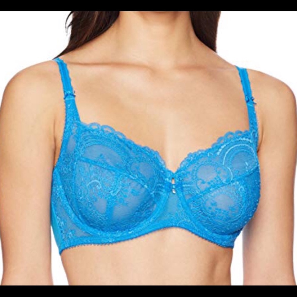 Wacoal‎ Chrystalle Full Figure Underwire Bra WE119001 Lagoon Blue Sz 36D